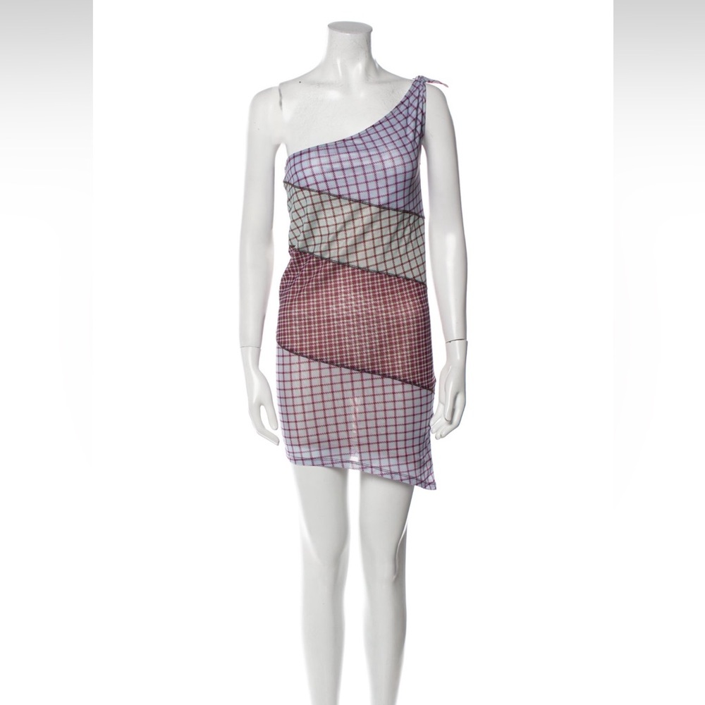 Miaou Mesh Purple Asymmetrical One Shoulder Cocktail Dress
